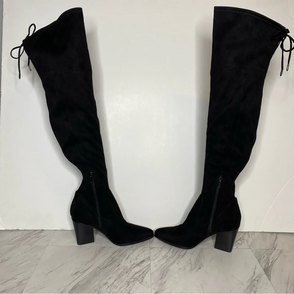 New! Marc Fisher Okun Black Pointy Toe Over the Knee Boot 8M